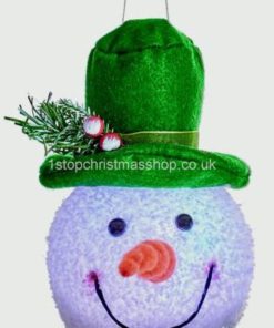 Multi-Coloured LED Snowman Head - Green - LB183191-2