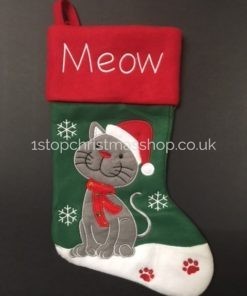 Cat - Embroidered Christmas Stocking - Soft Touch