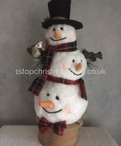 Plush Triple Headed Snowman Figurine - XMC0351