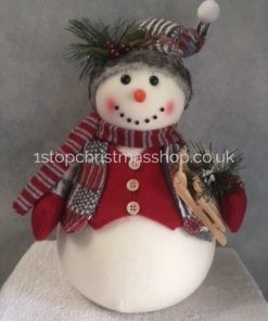 Sitting Plush Christmas Snowman Decorative Festive Figurine