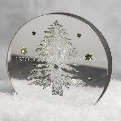 Decorative LED Light-Up Mirrored Christmas Tree Scene - XM3847