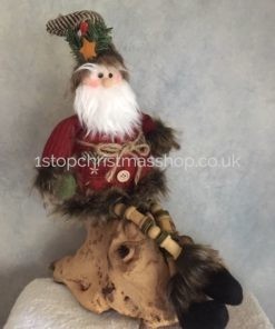 Sitting Dangly Legged Rustic Santa - Plush Christmas Decorative Figurine