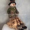 Sitting Dangly Legged Rustic Snowman - Plush Christmas Decorative Figurine