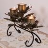 Holly Leaves Triple Tea Light & Votive Candle Holder - XM2863