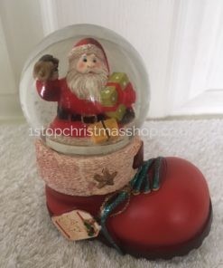 Merry Christmas Santa / Father Christmas in Boot Snow Globe - Glass Waterball XM3983