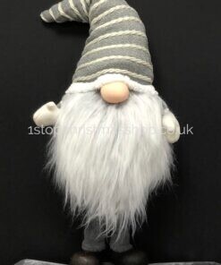 Standing Plush Nordic Santa Gonk Scandi Christmas Decoration 65cm Englebert – Grey & White