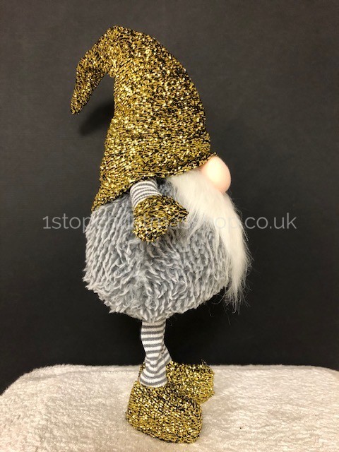 Standing Plush Nordic Santa Gonk Scandi Christmas Decoration - Glitzy Gold - 1 Stop Christmas Shop