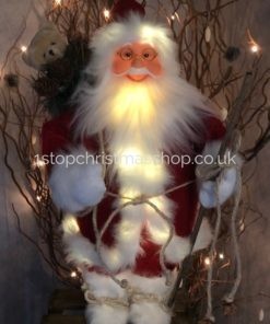 Light-Up Nordic Santa/Father Christmas & Bear 45cm Standing Plush Decorative Figurine