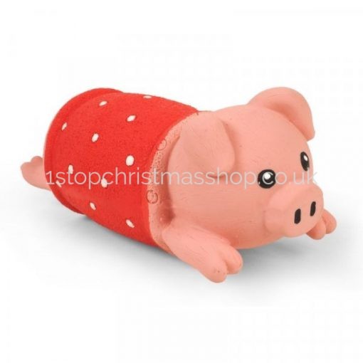 Festive Pig In Blanket Squeaky Latex PlayPal Dog Toy - Zoon - Image 2