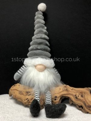 Sitting 'Dangly Legged' Plush Nordic Santa Gonk Scandi Christmas Decoration GrooviKert - Grey